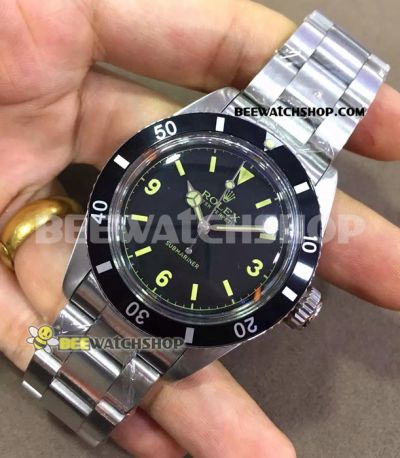 Fake Rolex Vintage Submariner Black Dial and Steel Watch For Mens